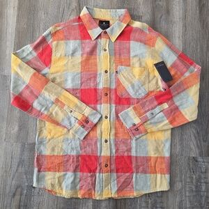 Junk Food Clothing Men's Multicolors Plaid Button Down Shirt Size L